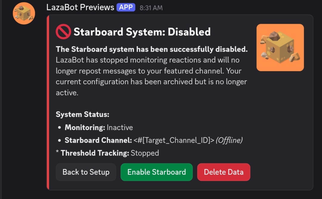 Starboard System Disabled